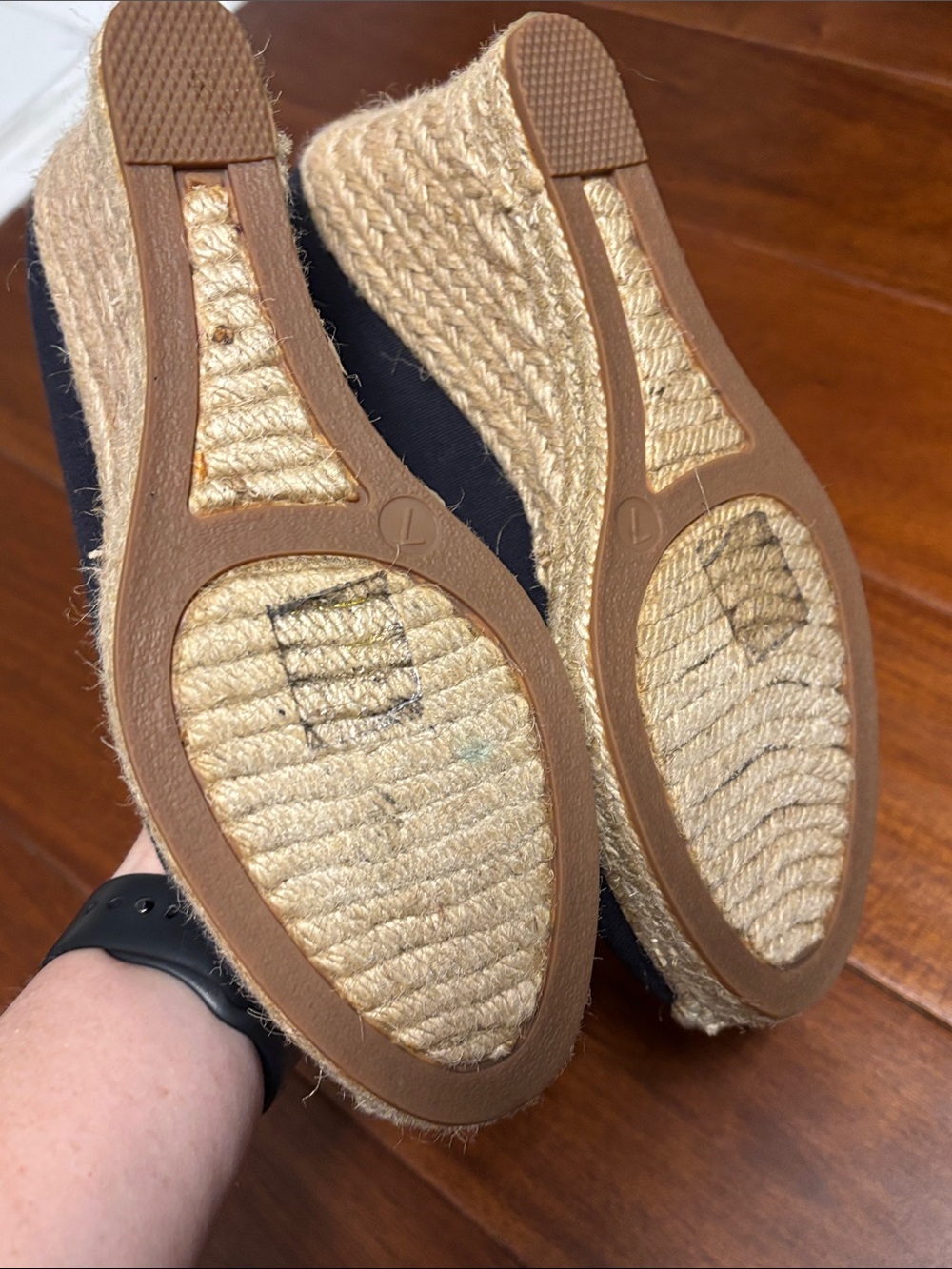 J. Crew Navy Blue Canvas Espadrille Wedge Pumps - Picture 3 of 3